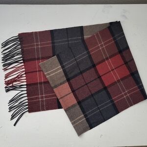 Jos. A. Bank Plaid Men's Scarf in Red, Black & Brown 60" X 12"